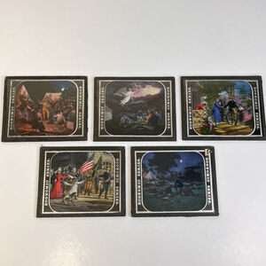 Set Of 5 Magic Lantern Glass Slides Economic Series Coloured C.T. Milligan USA